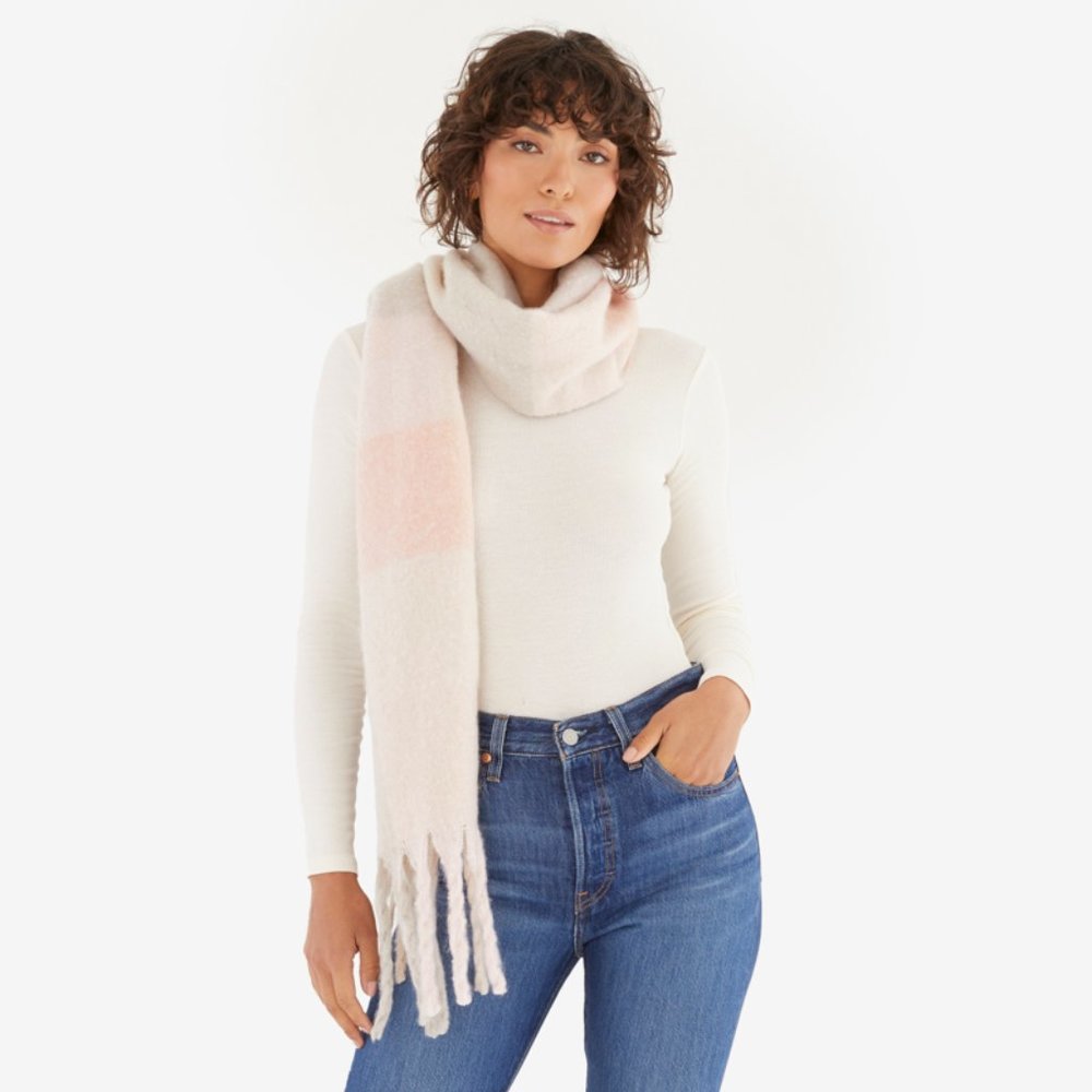 KENSIE Neutral Plaid Scarf NWT